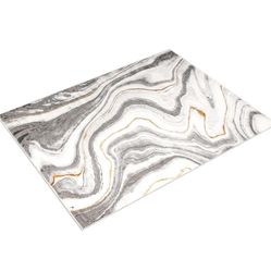 Area Rug 8x10 Grey White & Gold