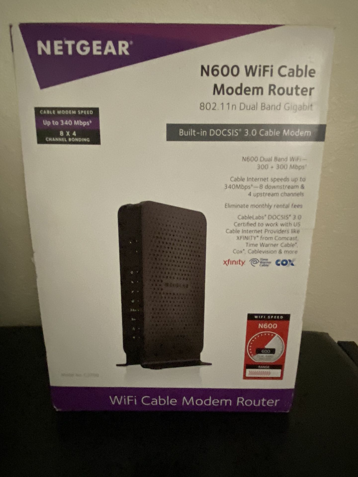 Netgear N600 Wi-Fi Cable Modem Router 