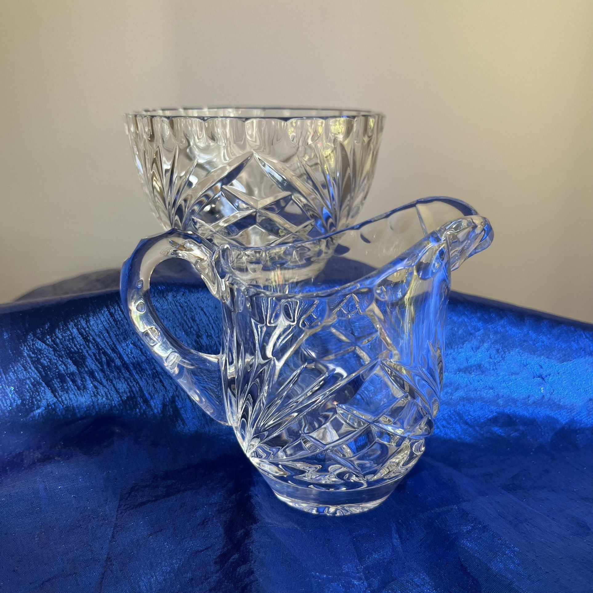 Crystal Creamer Pitcher And Sugar Bowl