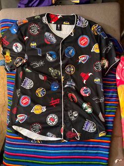 NBA Multi-Team Logos All-Over Print Baseball Jersey