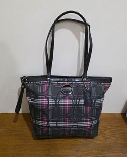 Coach Signature Tartan Canvas/Jacquard Tote bag