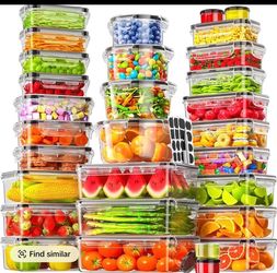 25 Containers & Lids, Reusable Leak-Proof Stackable BPA-Free ( see pic 2 for measurements