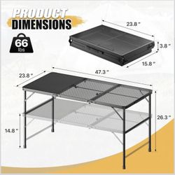 MADOG Aluminum Folding Camping Table Lightweight Grill Table, Portable Folding Grill Table Durable Outdoor Camping Table for Picnic and BBQ, Supports 