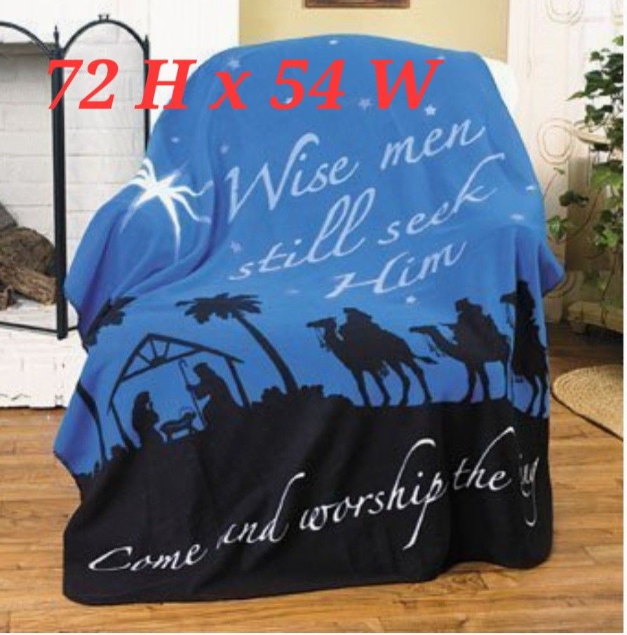 Wise Men Seek Fleece Throw Blanket (72"Hx54"W)-$18.00
