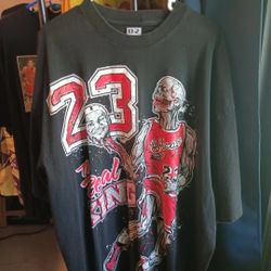 Chicago Bulls Real King Zombie Michael Jordan #23 Lebron Graphic Black T Shirt