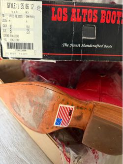 Alto Red Lizard ladies toe boot size 8. W/ belt