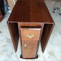 Antique Oak Double Drop Table w/storage Underneath 