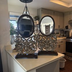 2 Vintage Table Stand Alone Mirror