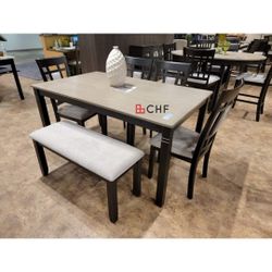 6 Pc Solid Wood Dining Table Set