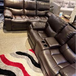 COMFY NEW MADRID RECLINING SOFA AND LOVESEAT SET ON SALE ONLY $1099. IN STOCK SAME DAY DELIVERY 🚚 EASY FINANCING 