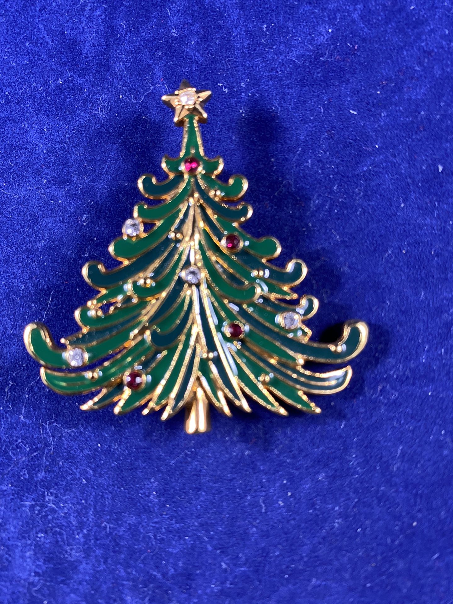 Christmas Tree Brooch with Crystals