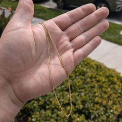 Gold Linked Cuban, 24 Inches Length, 2mm Links