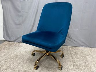 Blue Velvet Stardust Office Chair w/ Gold Base