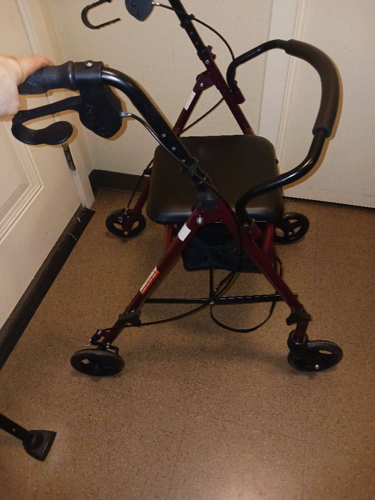 Walker Like New Medline Burgundy Used Once Or Twice Good Brakes Waterproof Memory From C Padded Back Brace And More
