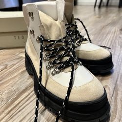 Ted Baker Allicia Leather Suede Hiker Boots – Taupe – (US 9)