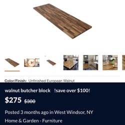 walnut butcher block    !save over $100!