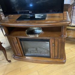 Fire Place Tv Stand With Remote ( Holds Up To 65” Tv) 