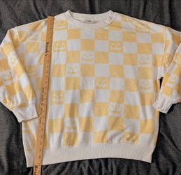 Checkered Halloween jack-o-lantern sweatshirt, Size L