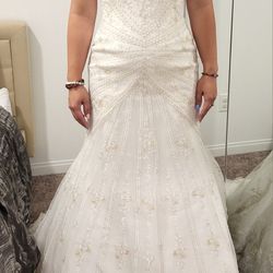 Mori Lee Angelina Faccenda Lace Mermaid Wedding Dress Size 10 NEW