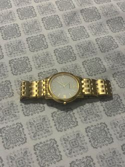 Gold-Tone Dress Watch with Bracelet Band