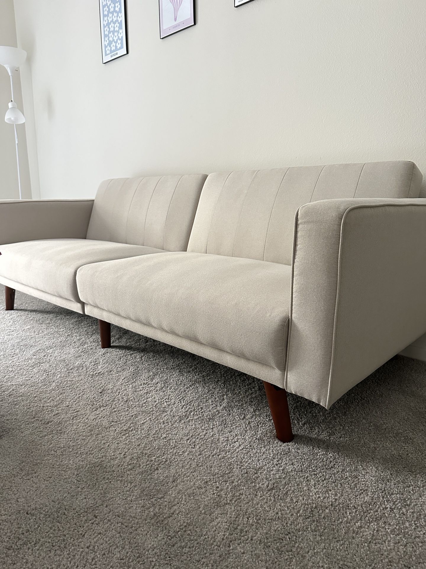 Beige White Futon Couch
