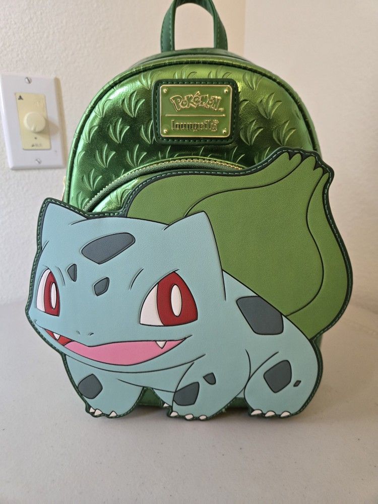 Loungefly Bulbasaur Green Metalic Shiny Mini Backpack Purse Bag Pokemon