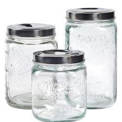 Mason Craft & More Glass Pop-Up 3 Piece Storage Jar Set