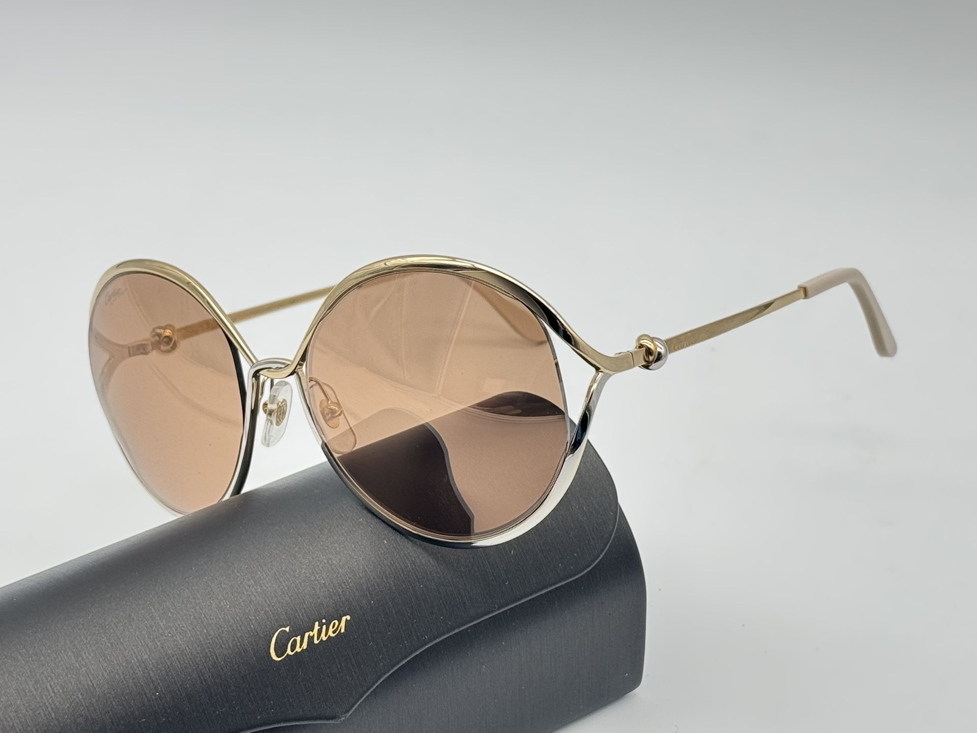 CARTIER TRINITY TWO TONE ROUND FRAME SUNGLASSES CT0226S NEW 