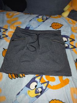 Athletic Gray Mini Skirt with Drawstring