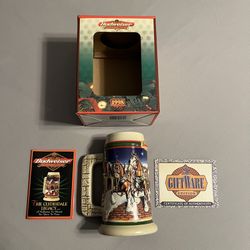 Budweiser 1998 Holiday Stein Collection Grant’s Farm Holiday Stein Glass