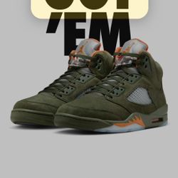 Jordan 5 Retro Lifestyle Sneakers Olive Green 