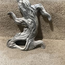 Ceramic Halloween Grey Tree 8” tall hand painted Village