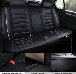 Universal Luxury PU Leather Car Seat Cover Full Set, Comfortable Car 5 Seat Covers Four Seasons For SUV, Sedan, Truck, Airbag Compatible