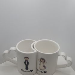Unique Bride and groom attached mugs