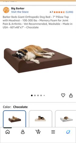 Giant Dog Mattress Dog Bed - 7" Pillow Top with Headrest - 100-300 Ibs - Memory Foam for Joint Pain & Arthritis - Vet Recommended, Washabl