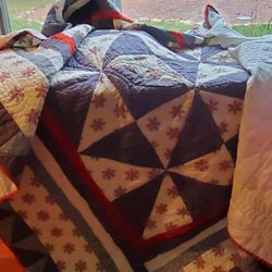 Red Grey Queen Quilt