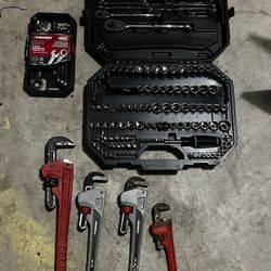 Mechanics Tool Set Rachel’s And Pipe Wrench
