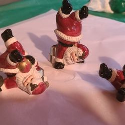 Fitz & Floyd Trio of Tumbling Santas