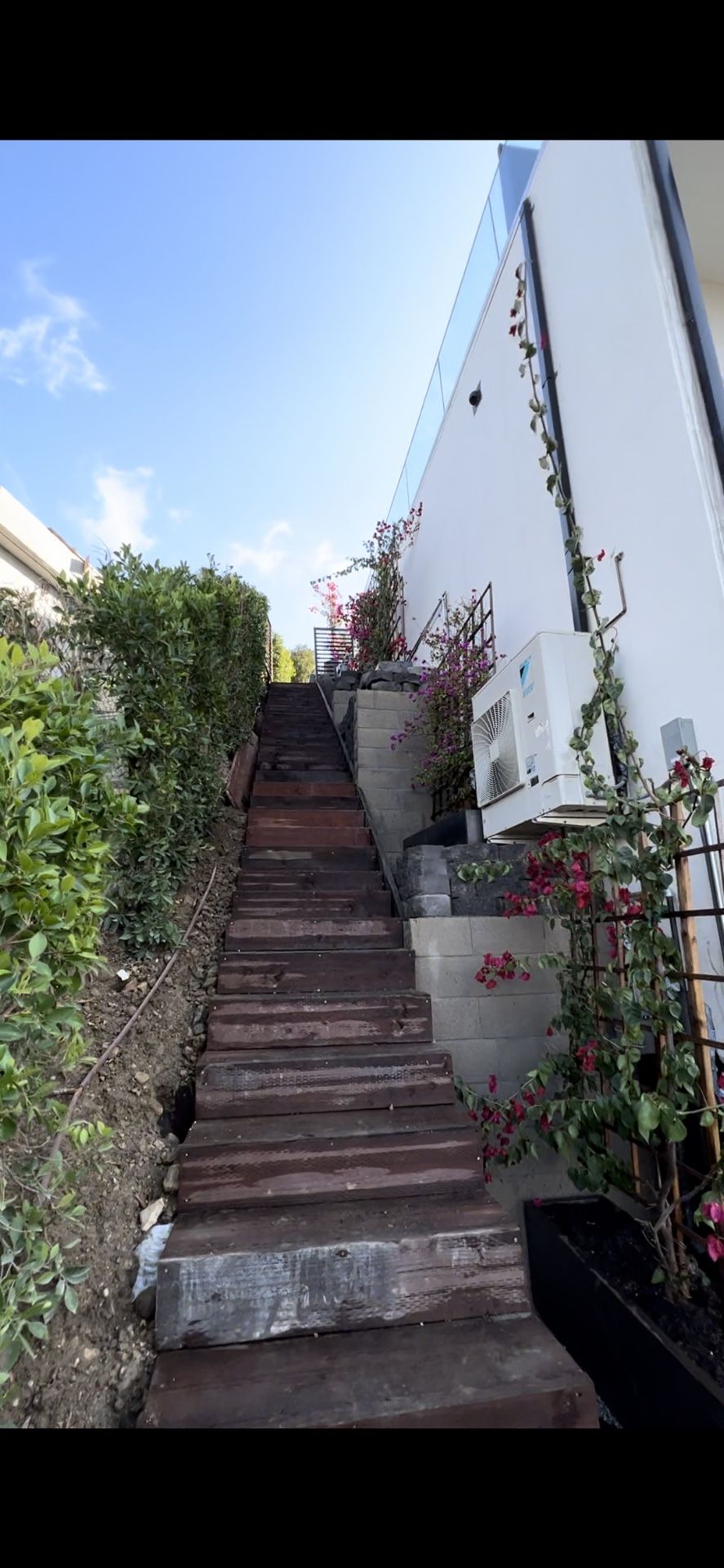 Hillside Pressure Treated Lumber Staircase 