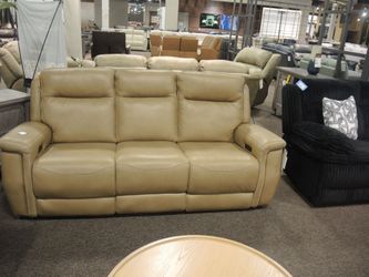 Leather Italia Leather Dual Power Sofa - Tan | Couch | Living Room Couch