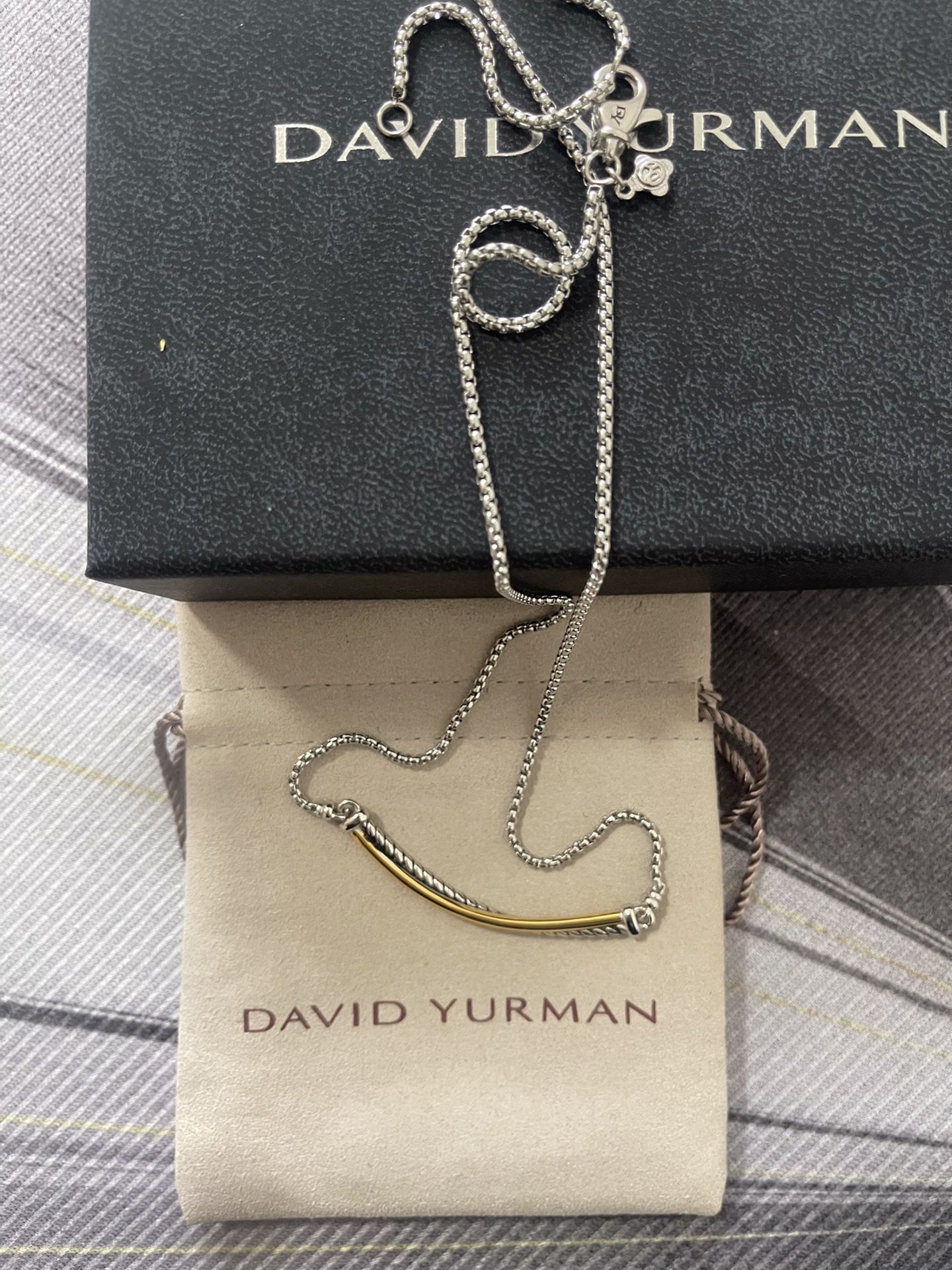 David yurman sterling silver 14k gold cross smiley face pendant necklace