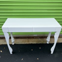 Beautiful White Desk Girl Vanity Make Up Drawer Glossy Wood Dresser