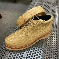 Set De Zapatos De Piel Original Con Cinturón 