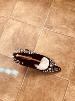 Black Pointed-Toe Flat with Silver Studs