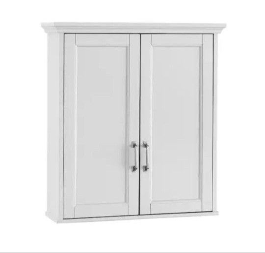 Home Decorators Collection Ashburn 24 in. W x 8 in. D x 27 in. H Bathroom Storage Wall Cabinet in White