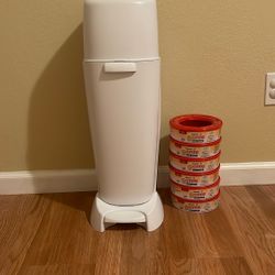 Genie Diaper Pail And 6 Refill Bags
