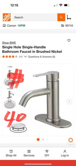 Shop BWE Single Hole Single-Handle Bathroom Faucet in Brushed Nickel