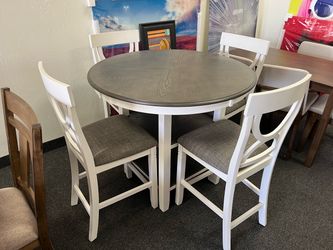 Round Counter Height Dining Table with 4 Chairs