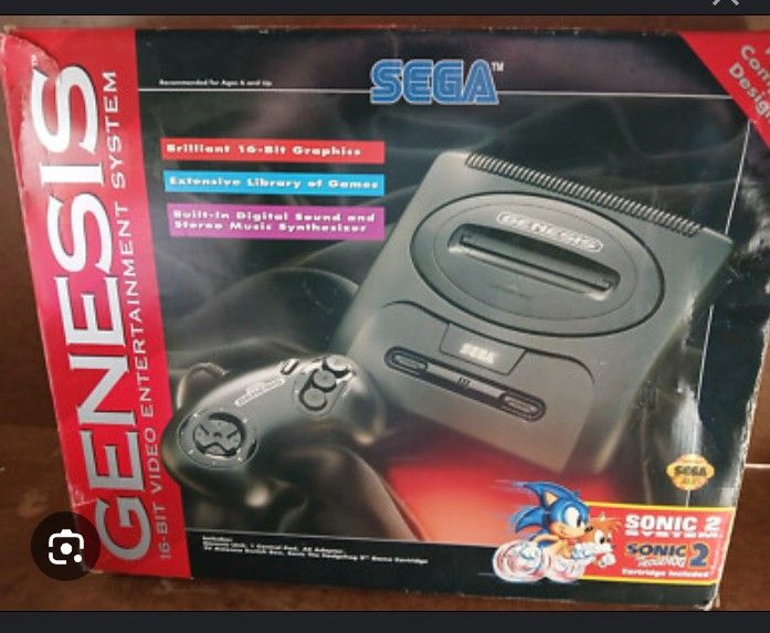 Sega Genesis With Sonic The Hedge Hog 2 Game 