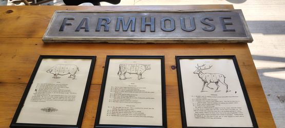 Farm House sign with 3 pictures